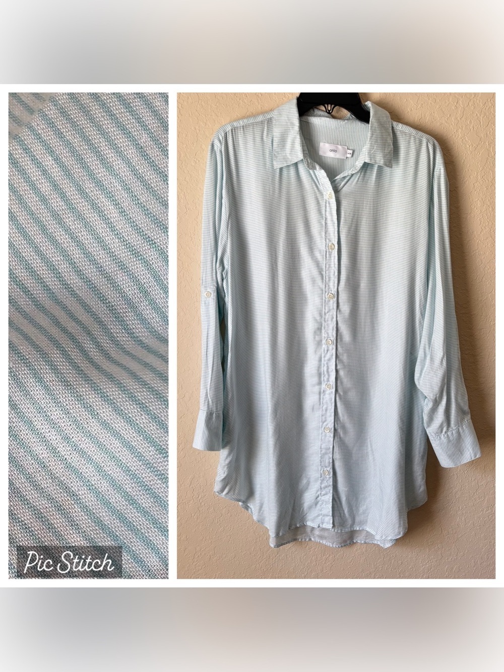 Onia | Women's Striped Nautical 100% Viscose Lightweight Button Down Shirt Dress